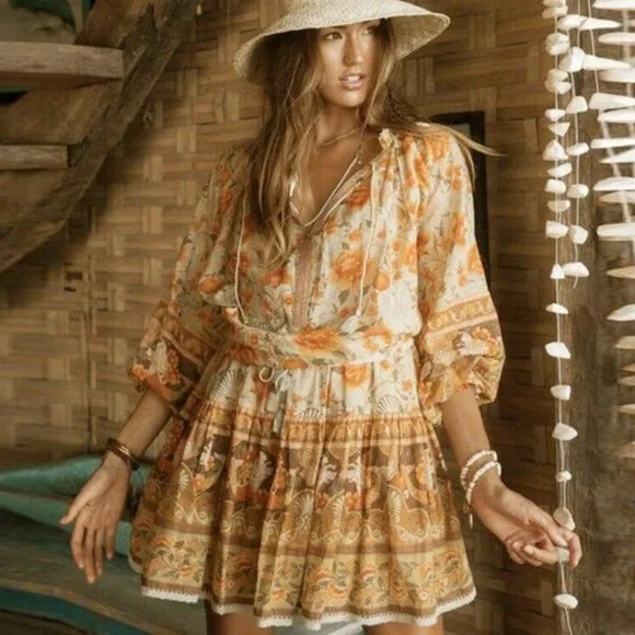 FLASH SALE! Boho Summer Floral Long Sleeve Dress - Picture 3 of 6